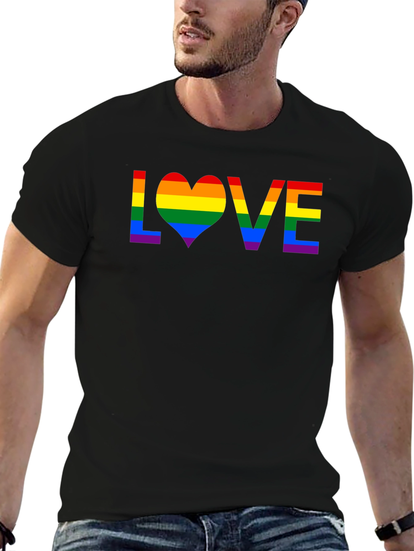 LGBTQ Pride LOVE Rainbow Graphic T-Shirt