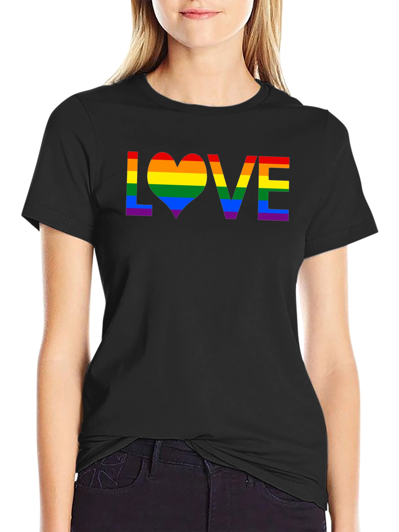 LGBTQ Pride LOVE Rainbow Graphic T-Shirt