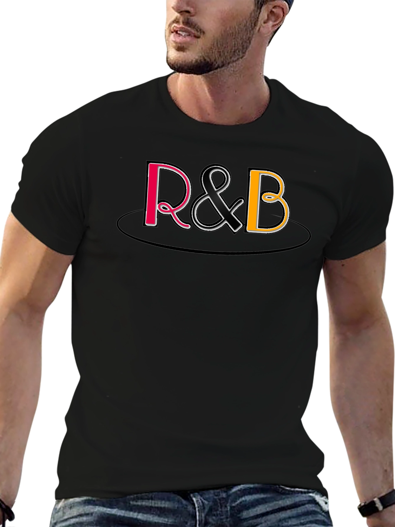 R&B Graphic Print Black T-Shirt