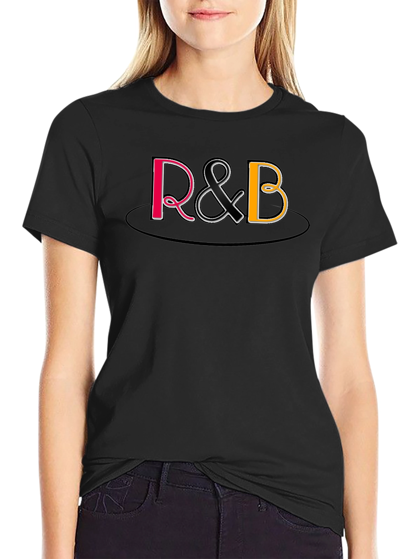 R&B Graphic Print Black T-Shirt
