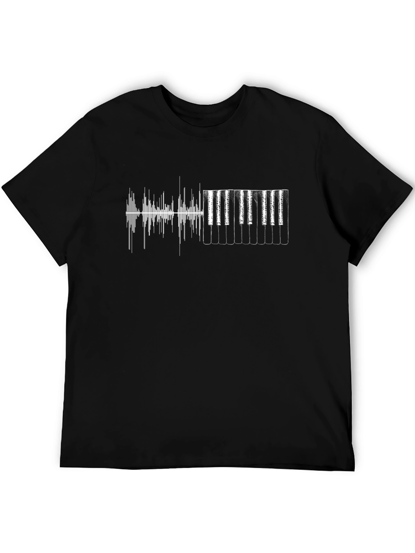Music Waveform Piano T-Shirt - Black Cotton Tee