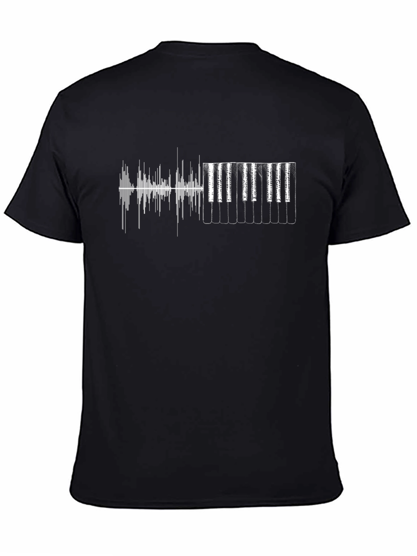 Music Waveform Piano T-Shirt - Black Cotton Tee