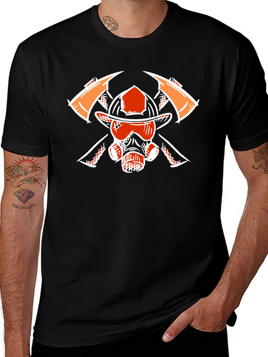 Firefighter Graphic Tee - Axes Helmet Mask