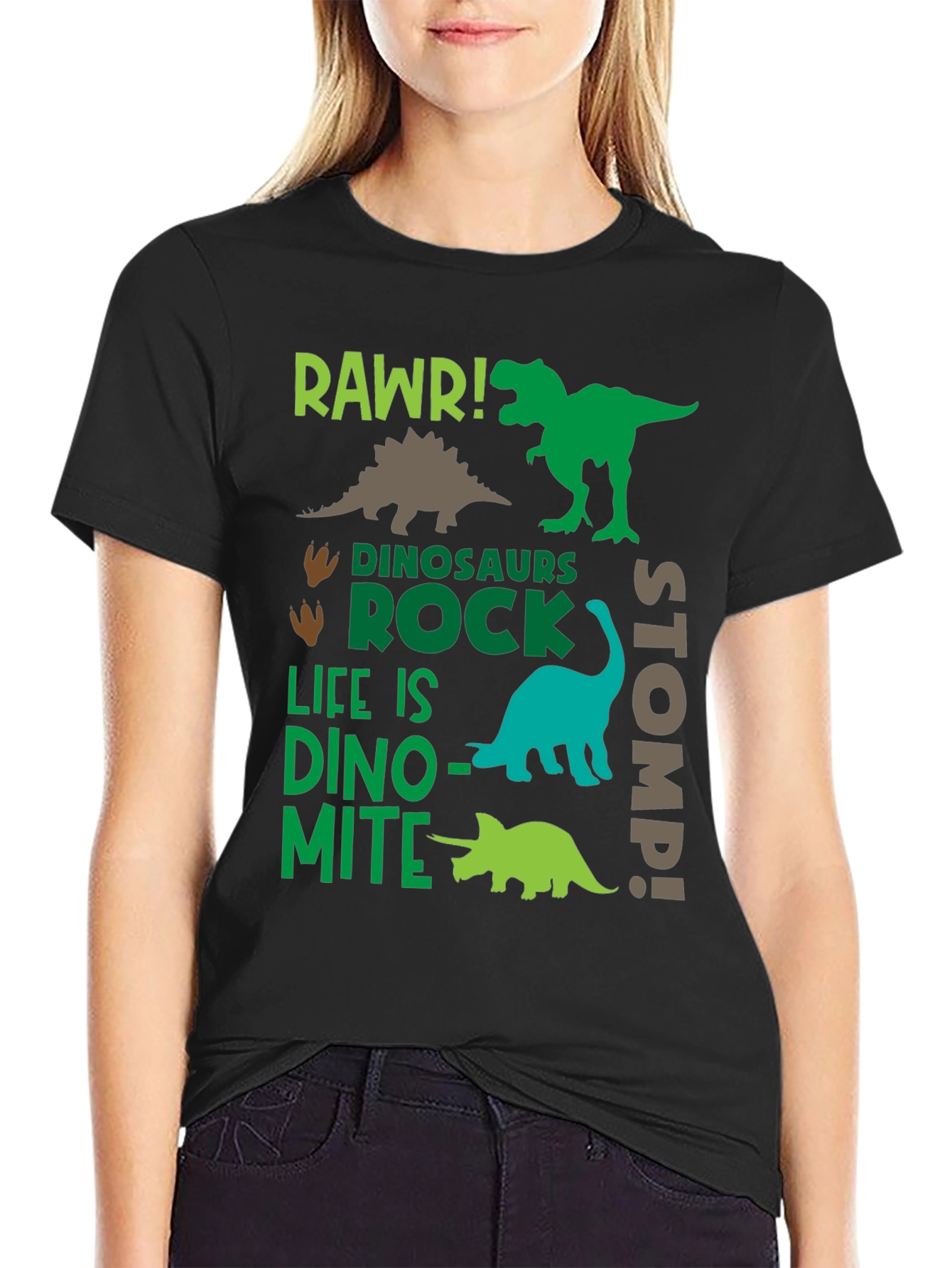 Dinosaur Graphic Print Black T-Shirt