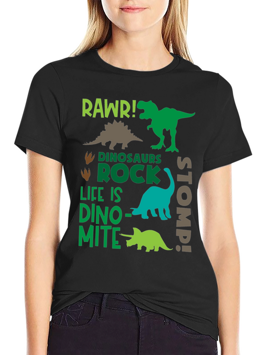 Dinosaur Graphic Print Black T-Shirt