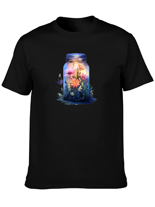 Floral Jar Graphic Tee - Unique Nature Design