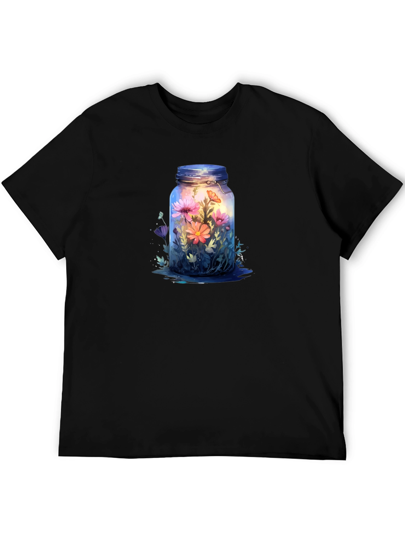 Floral Jar Graphic Tee - Unique Nature Design