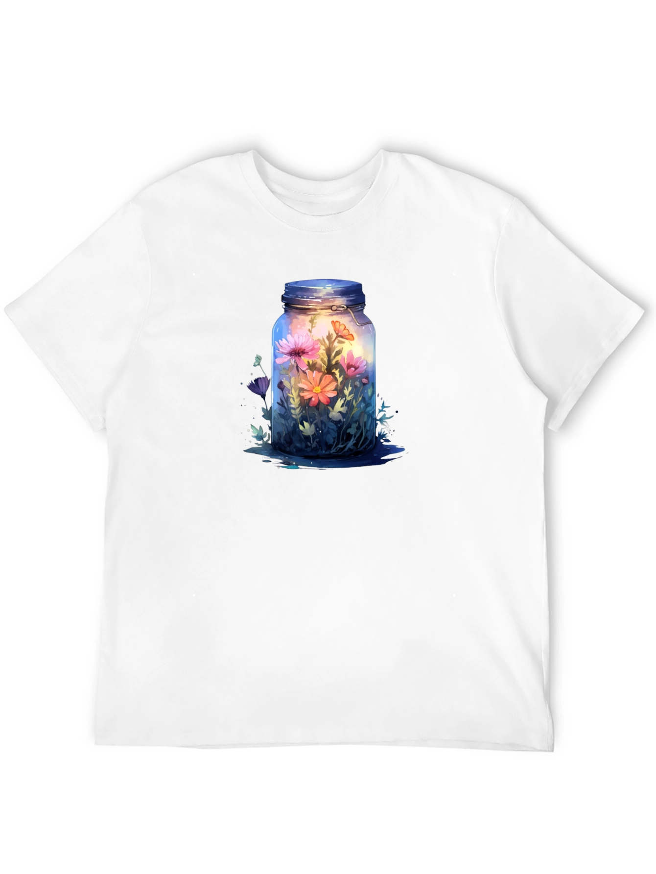 Floral Jar Graphic Tee - Unique Nature Design