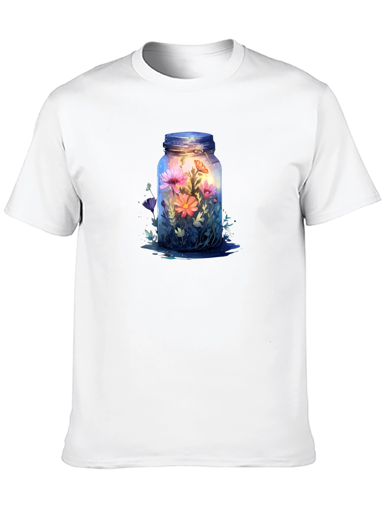 Floral Jar Graphic Tee - Unique Nature Design