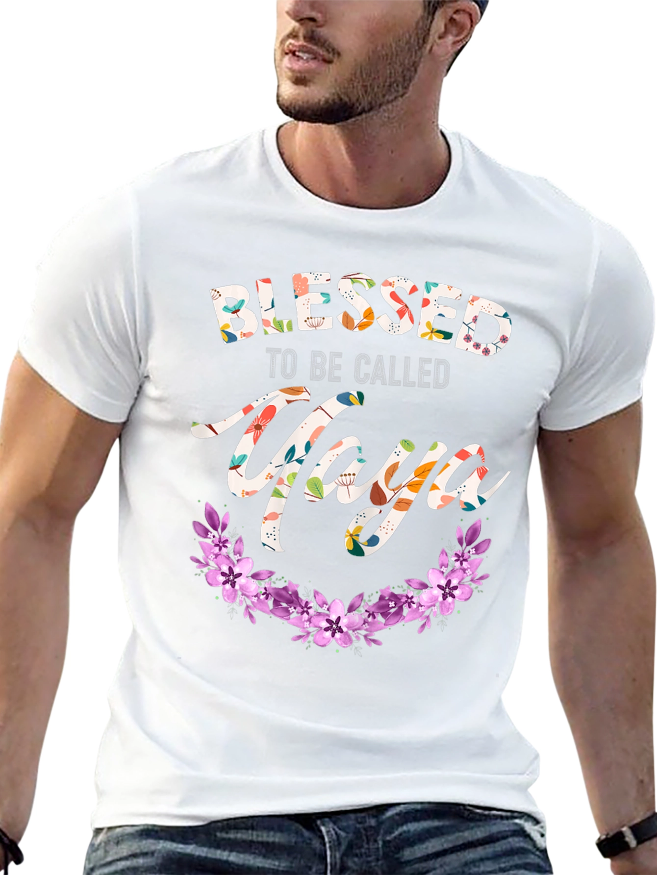 Blessed Yaya T-Shirt Floral Design
