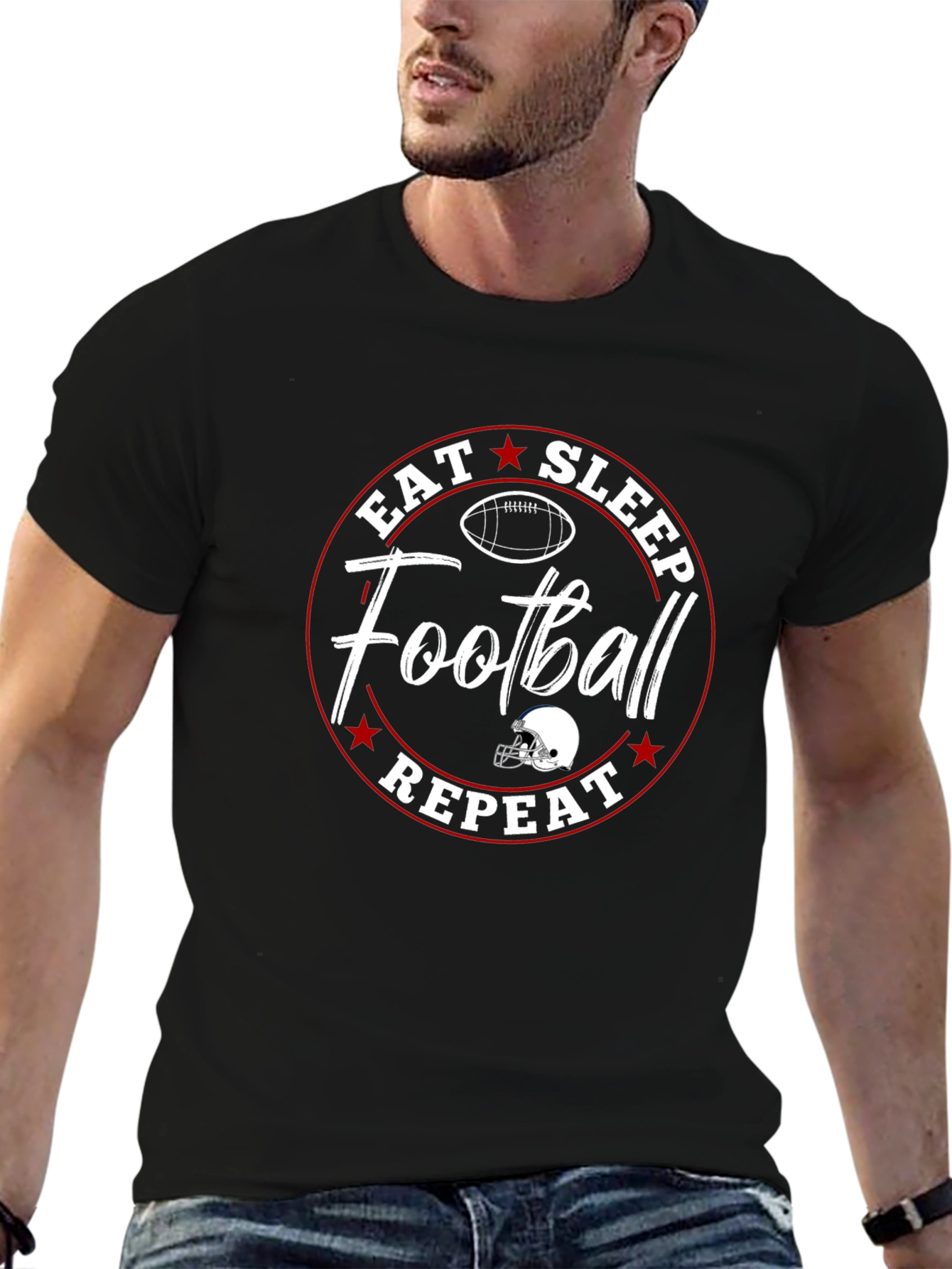 Eat Sleep Football Repeat Graphic Tee