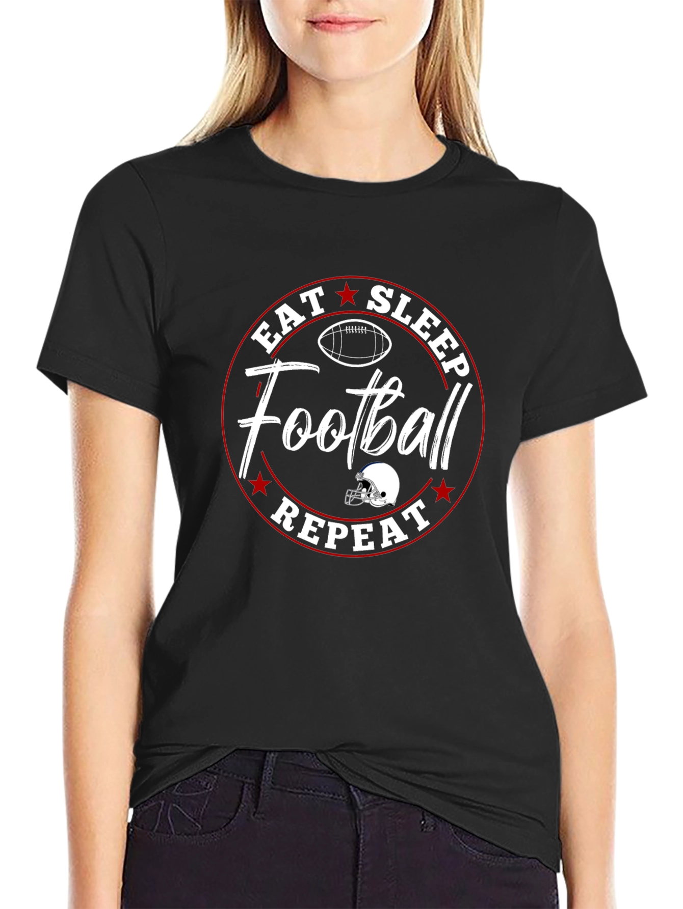 Eat Sleep Football Repeat Graphic Tee