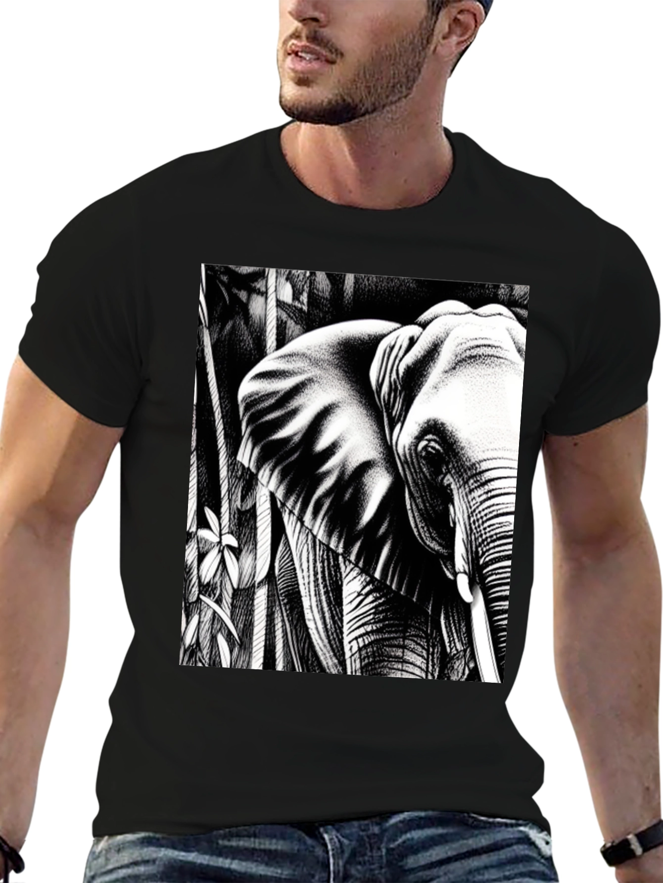 Elephant Graphic Tee - Black