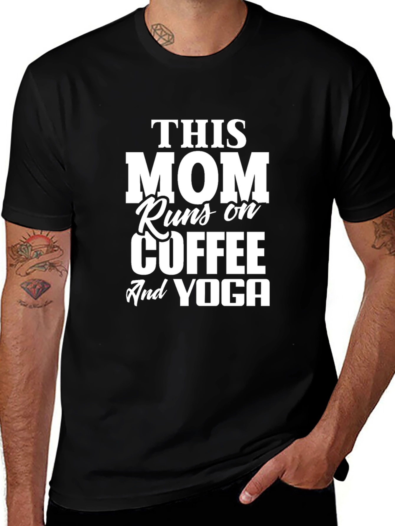 Mom Coffee Yoga T-Shirt - Black
