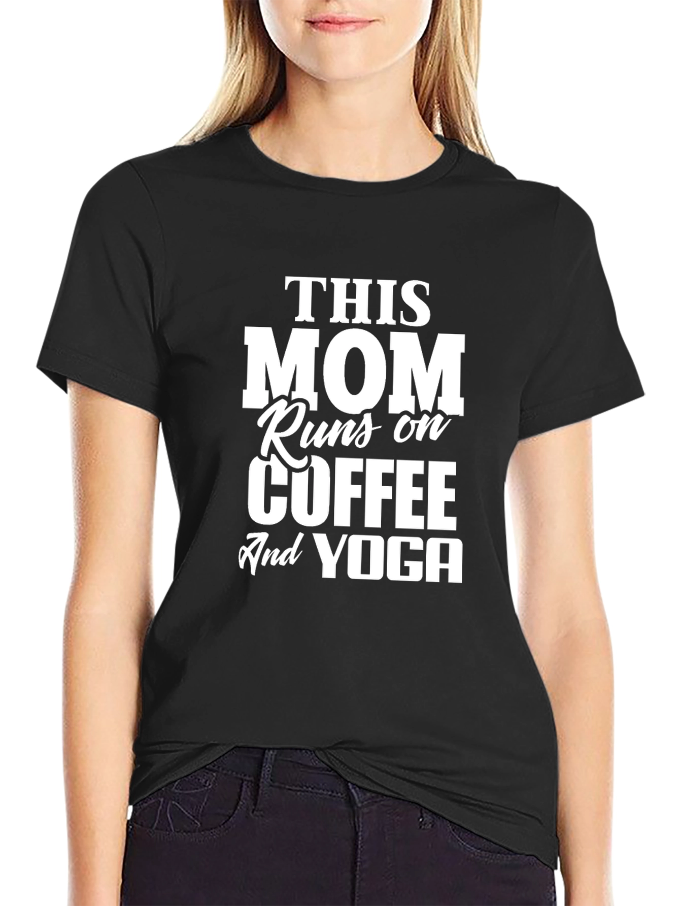 Mom Coffee Yoga T-Shirt - Black