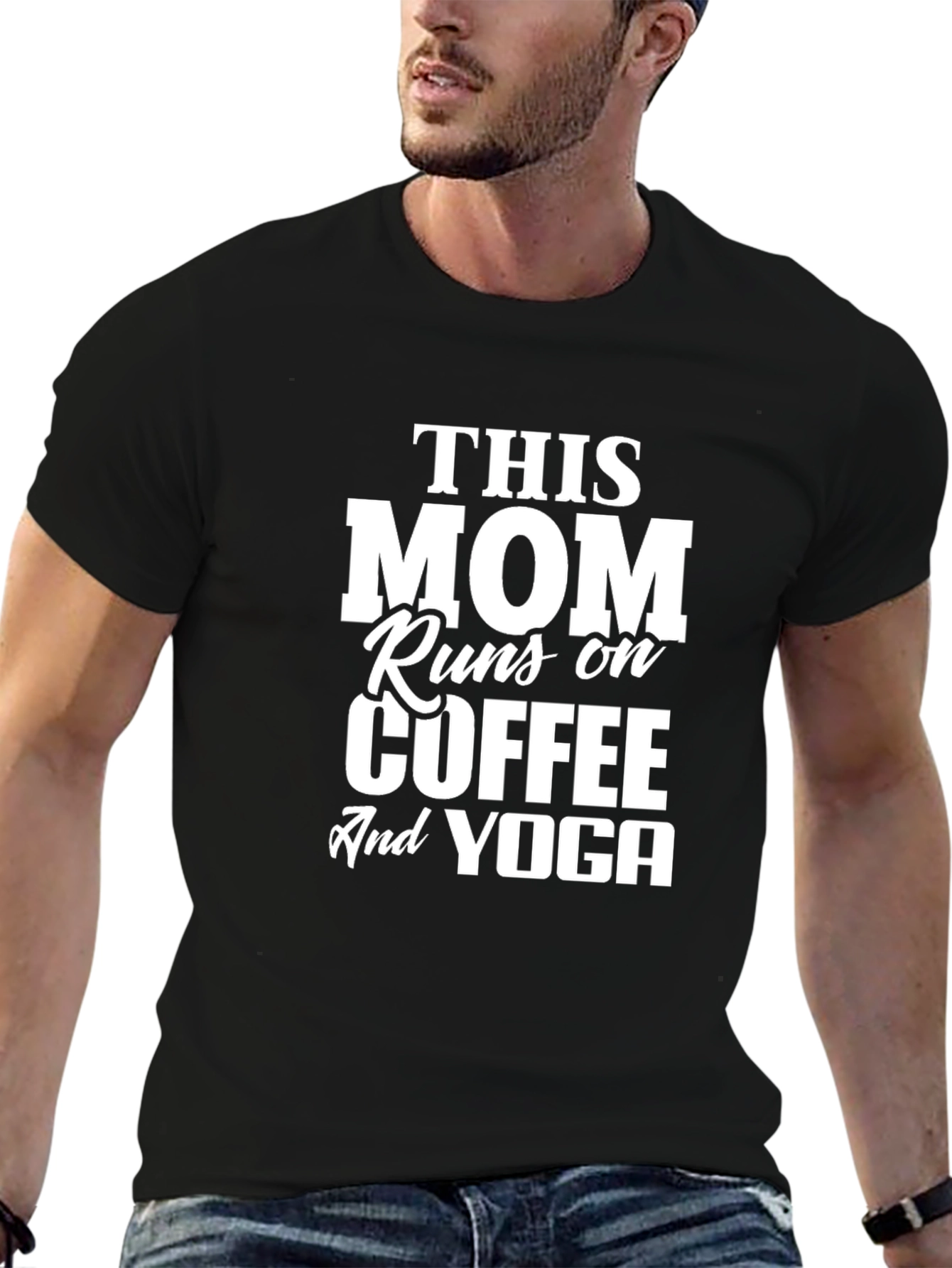 Mom Coffee Yoga T-Shirt - Black