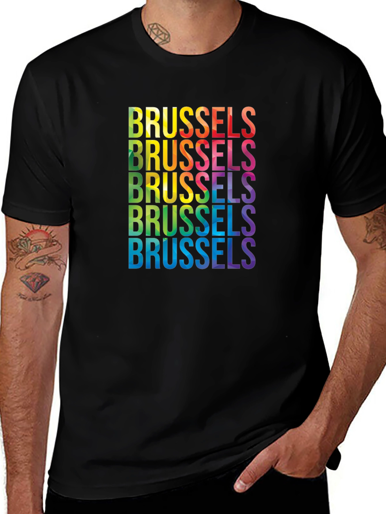 Brussels Pride T-Shirt - Rainbow Text