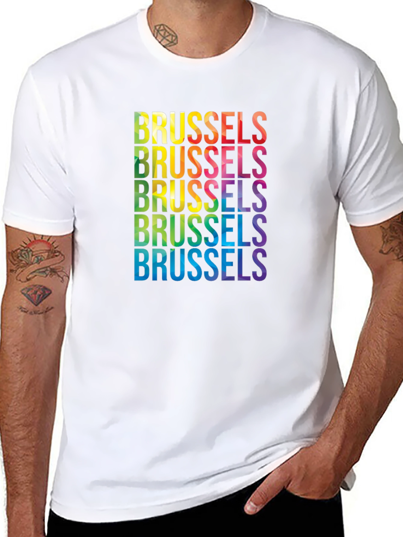 Brussels Pride T-Shirt - Rainbow Text