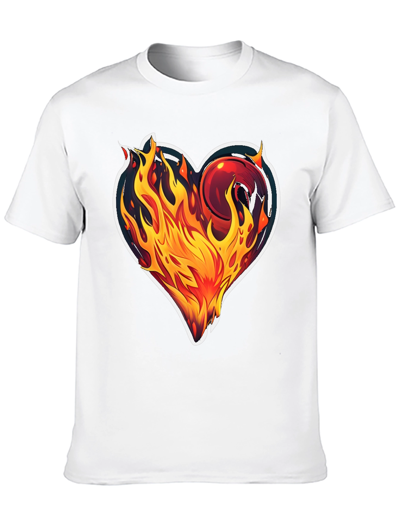 Flaming Heart Graphic T-Shirt - Bold Black Tee