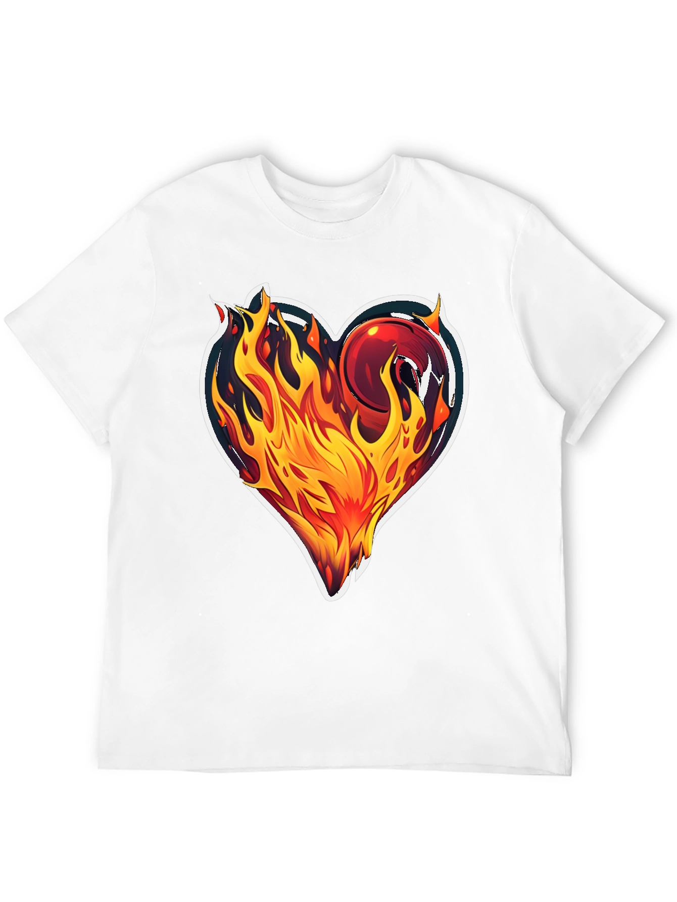 Flaming Heart Graphic T-Shirt - Bold Black Tee