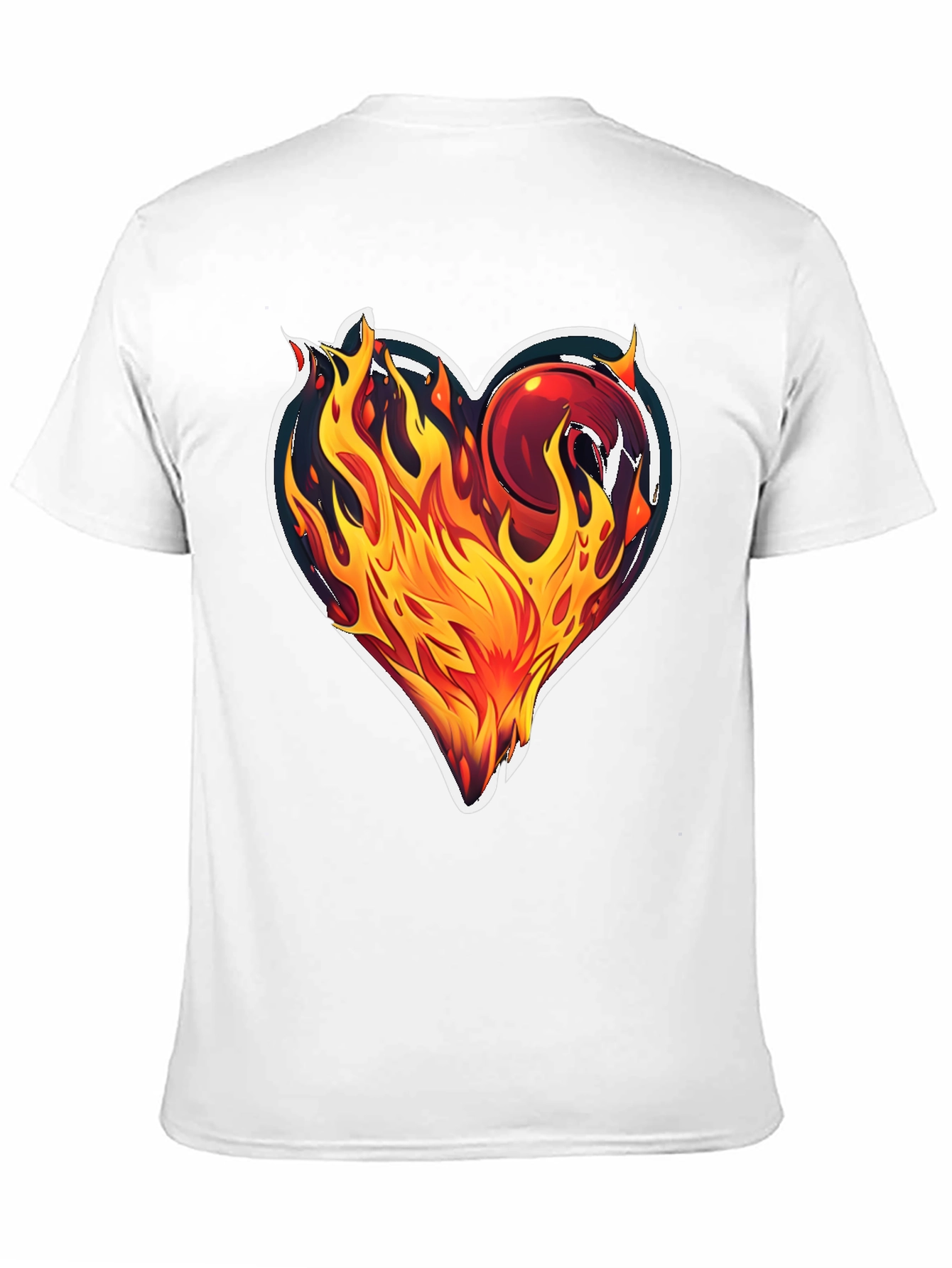 Flaming Heart Graphic T-Shirt - Bold Black Tee
