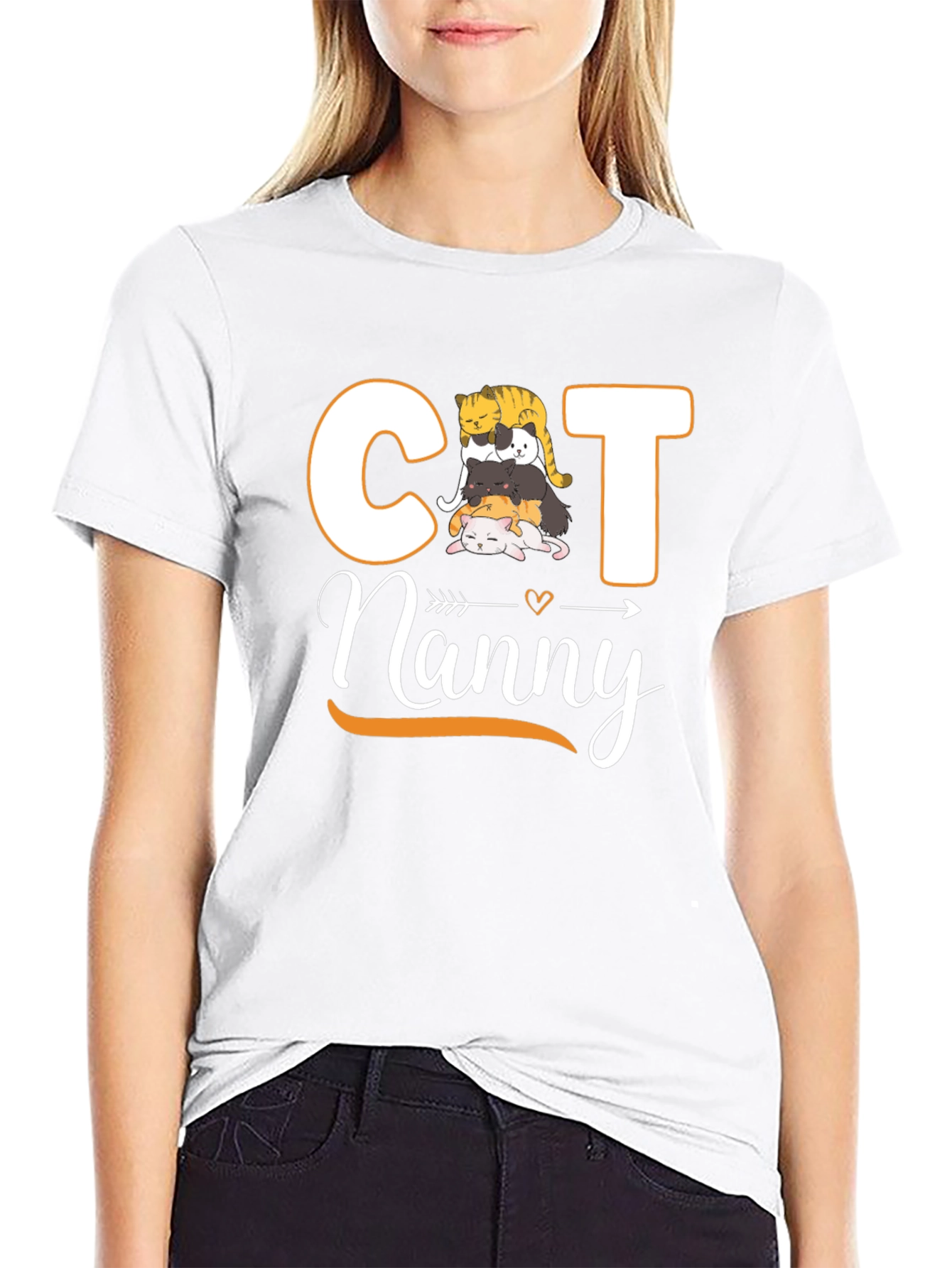 Cat Nanny T-Shirt - Cute Stacked Cats Design