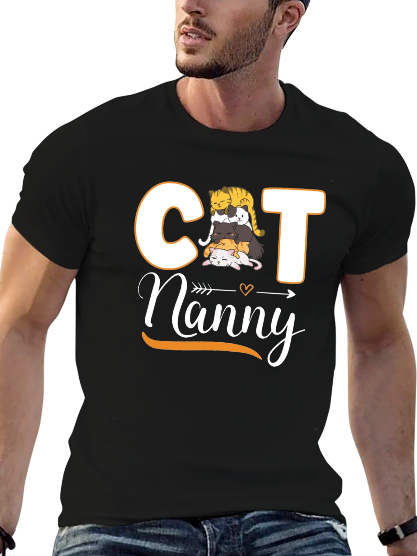 Cat Nanny T-Shirt - Cute Stacked Cats Design