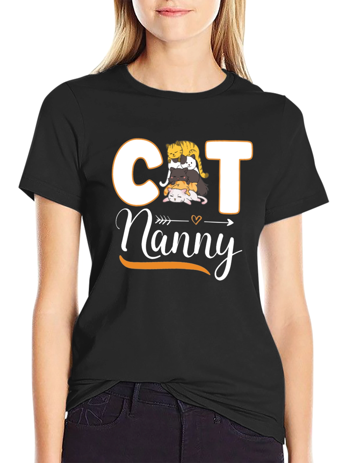 Cat Nanny T-Shirt - Cute Stacked Cats Design