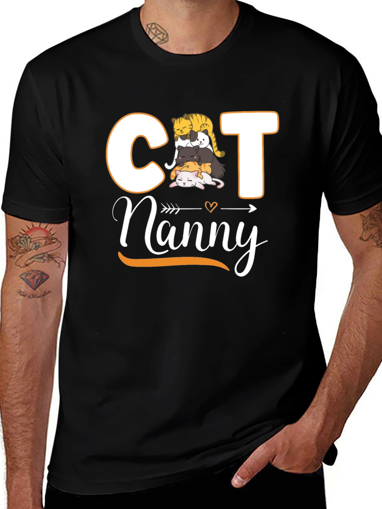 Cat Nanny T-Shirt - Cute Stacked Cats Design