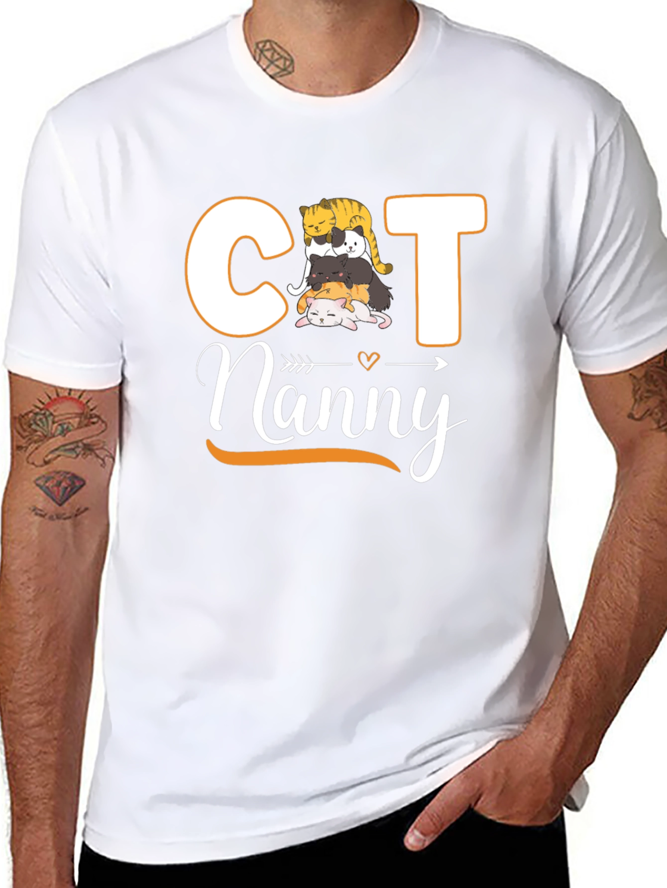 Cat Nanny T-Shirt - Cute Stacked Cats Design