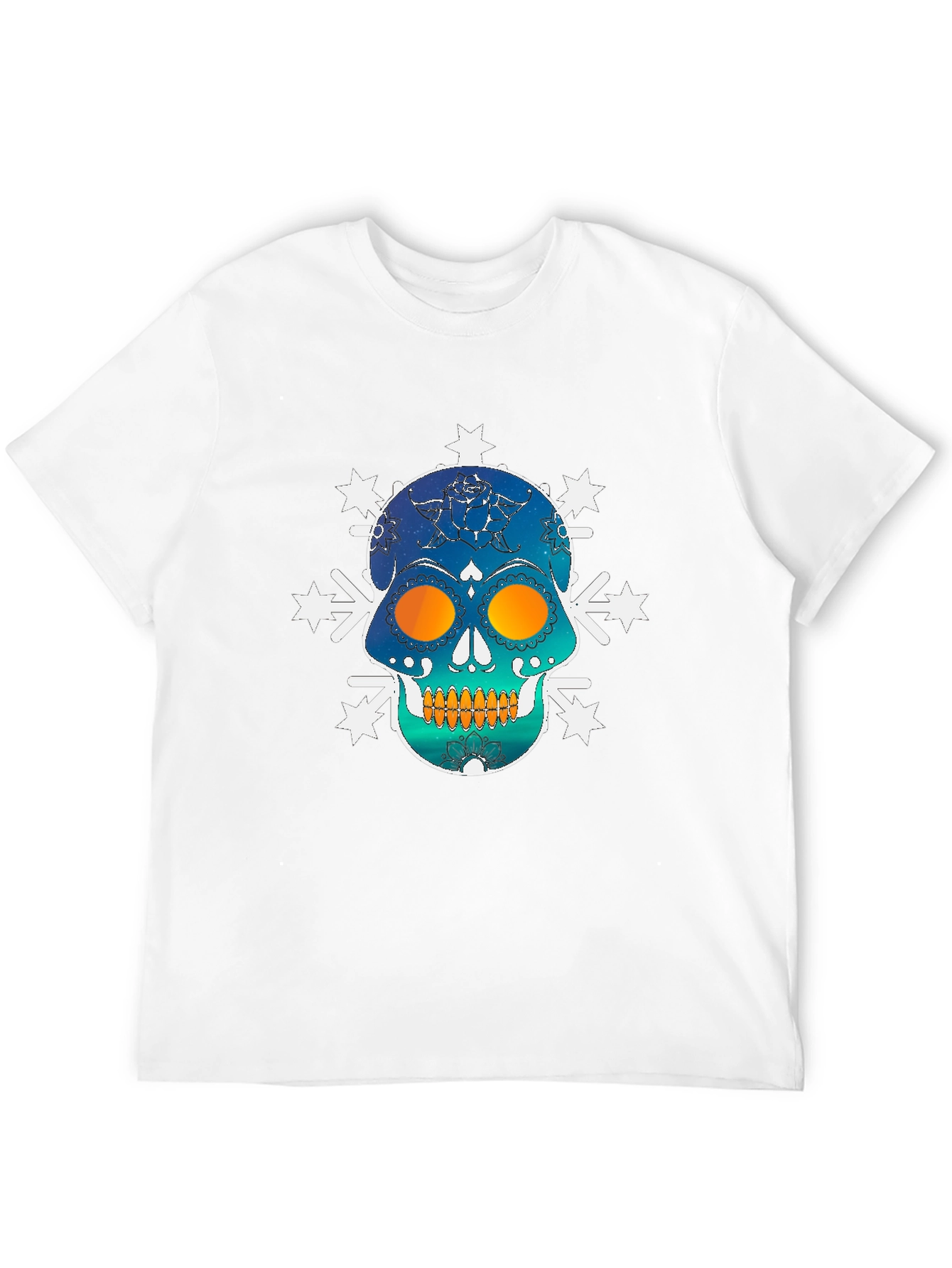 Skull Snowflake Graphic Tee - Black Cotton Blend