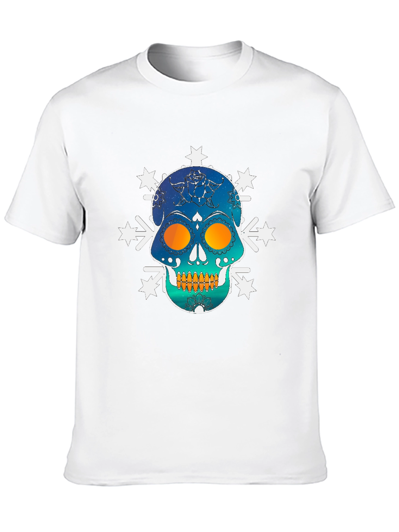 Skull Snowflake Graphic Tee - Black Cotton Blend