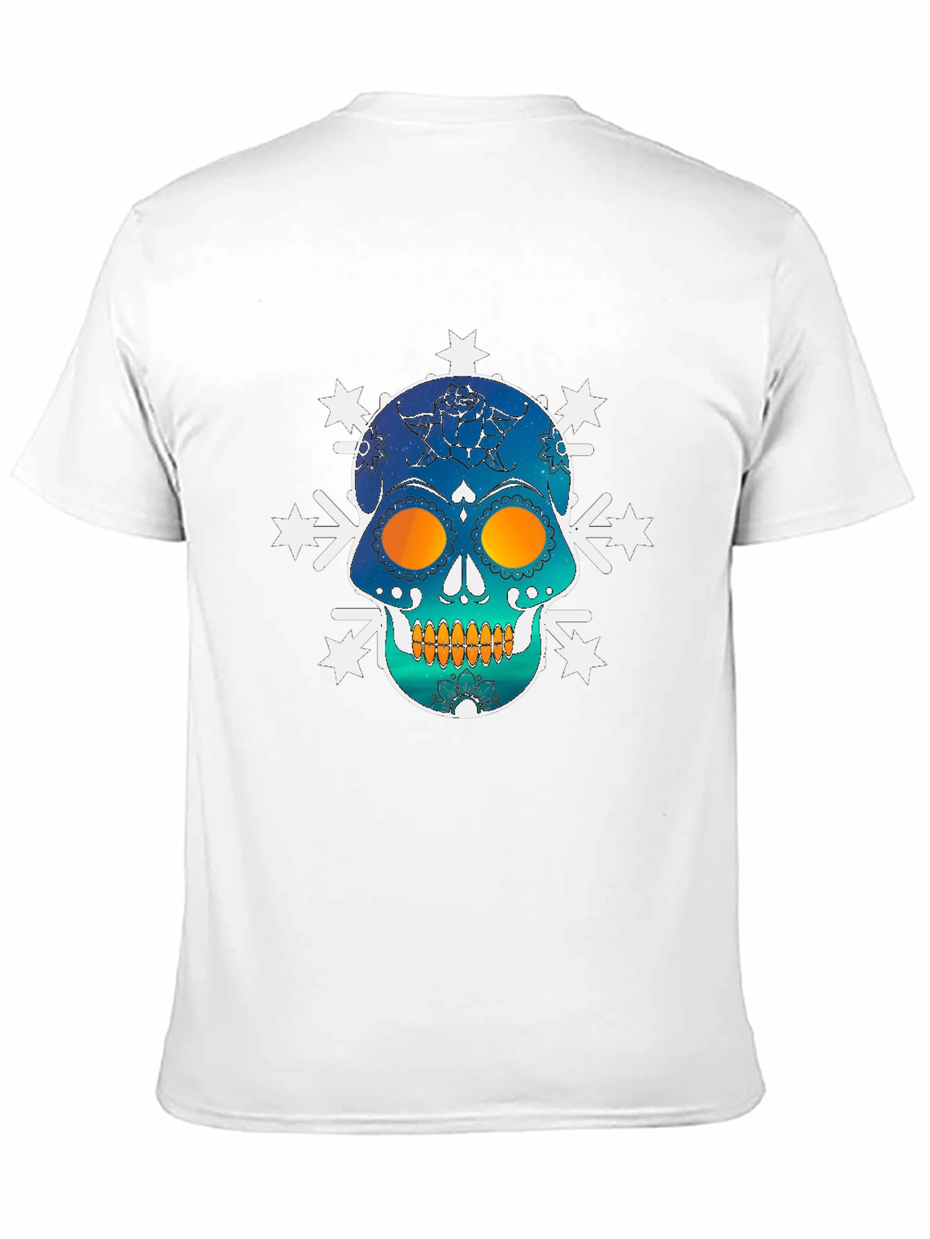 Skull Snowflake Graphic Tee - Black Cotton Blend