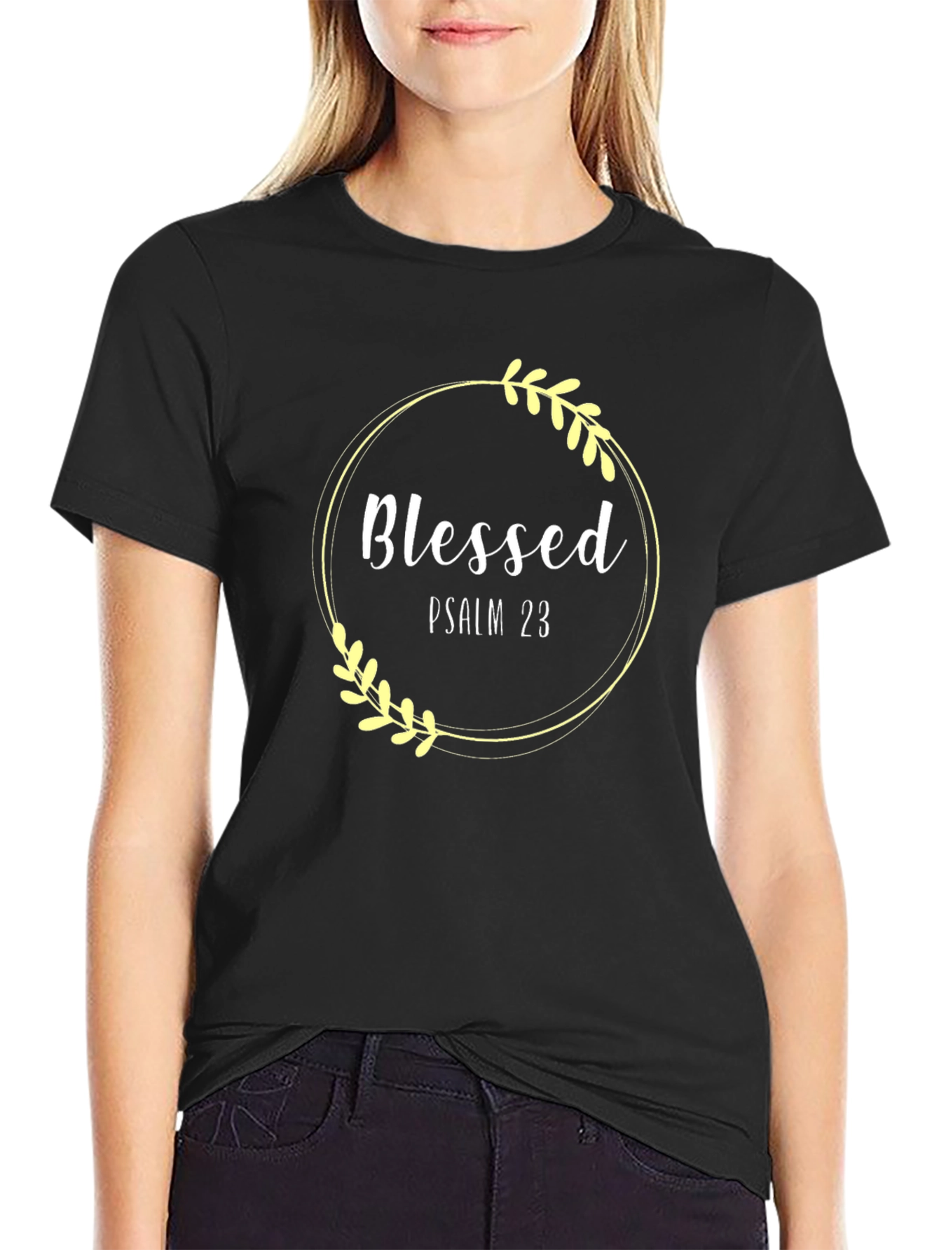 Blessed Psalm 23 Black T-Shirt
