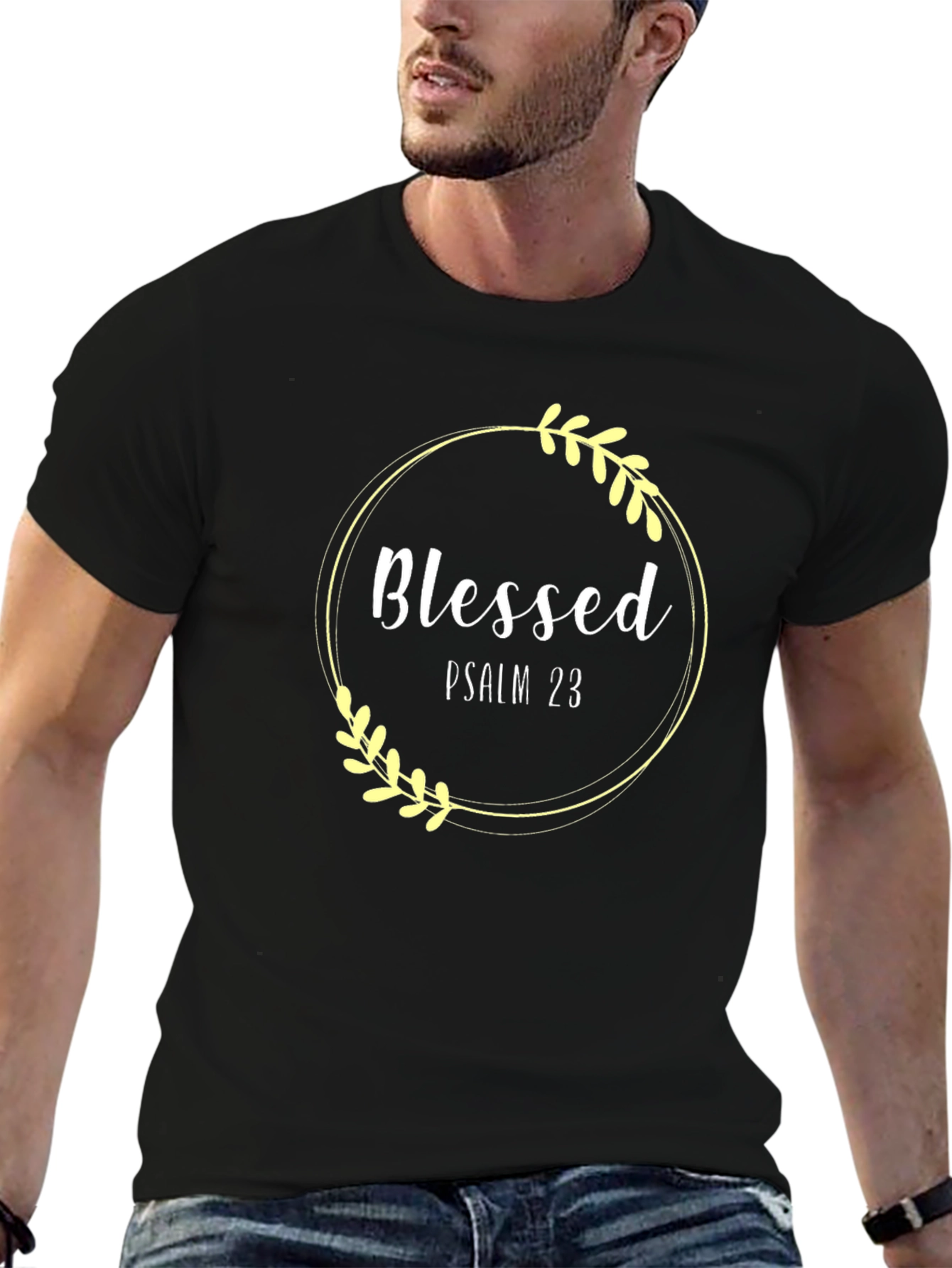Blessed Psalm 23 Black T-Shirt