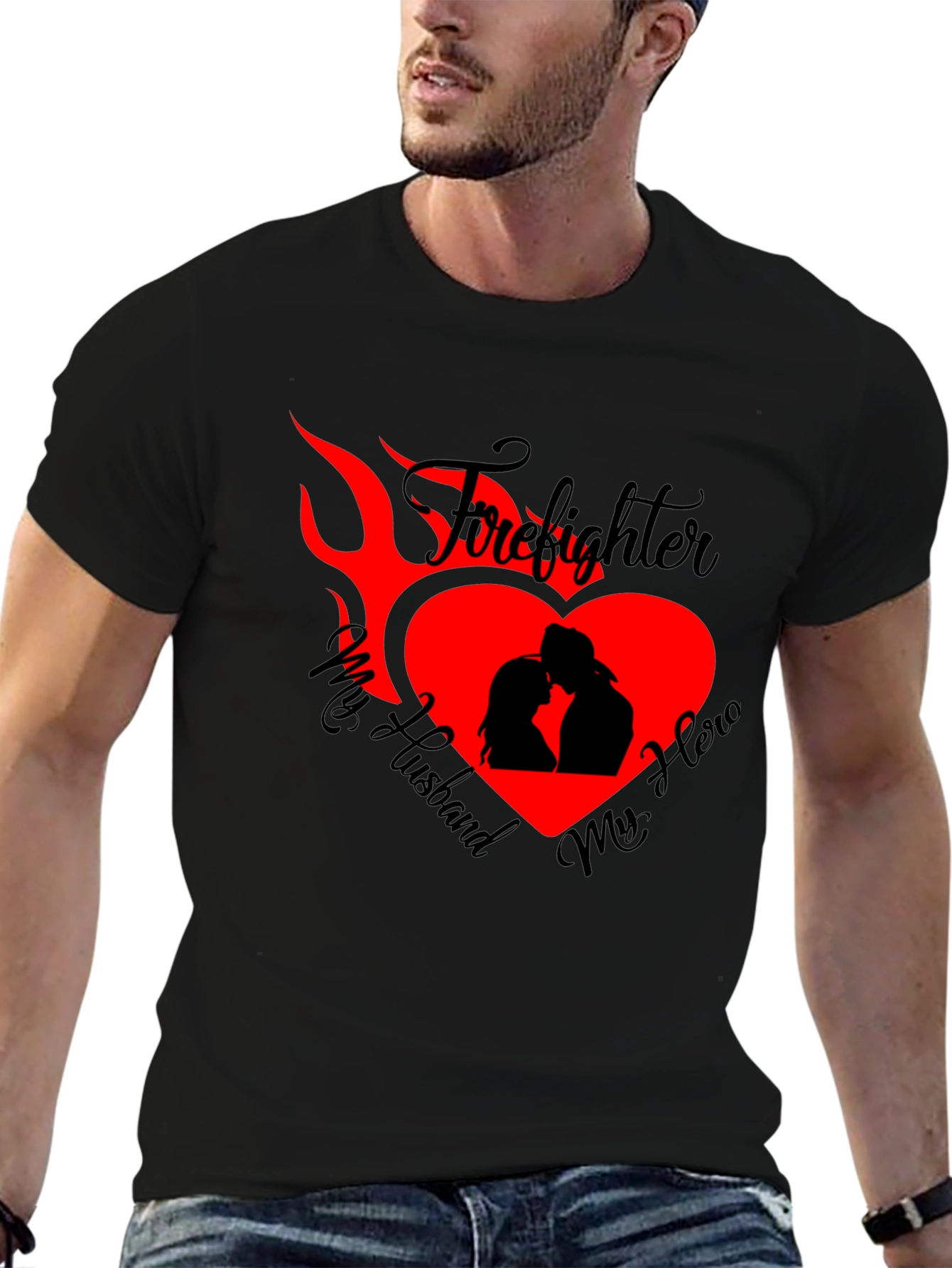 Firefighter Husband Graphic Tee - Heroic Love