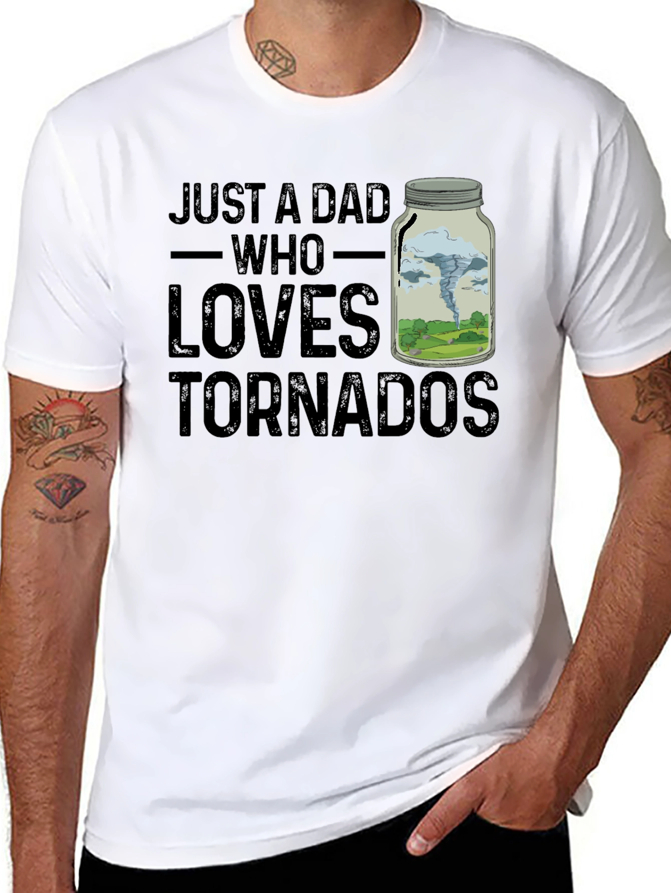 Just A Dad Who Loves Tornadoes Novelty T-Shirt