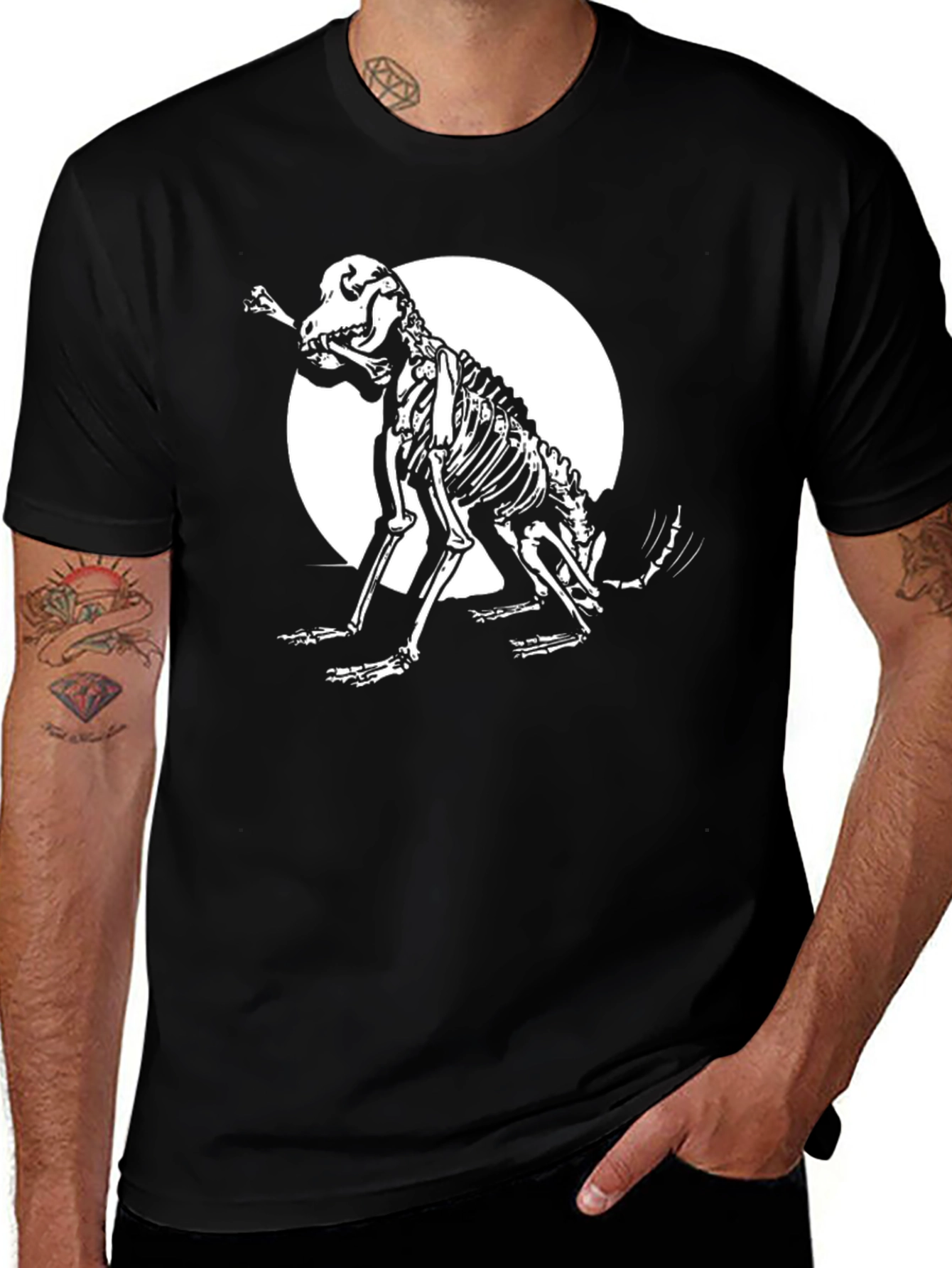 Skeleton Dog Graphic Tee - Mens Black T-Shirt