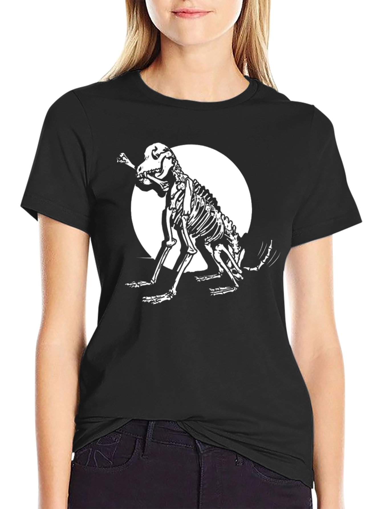 Skeleton Dog Graphic Tee - Mens Black T-Shirt