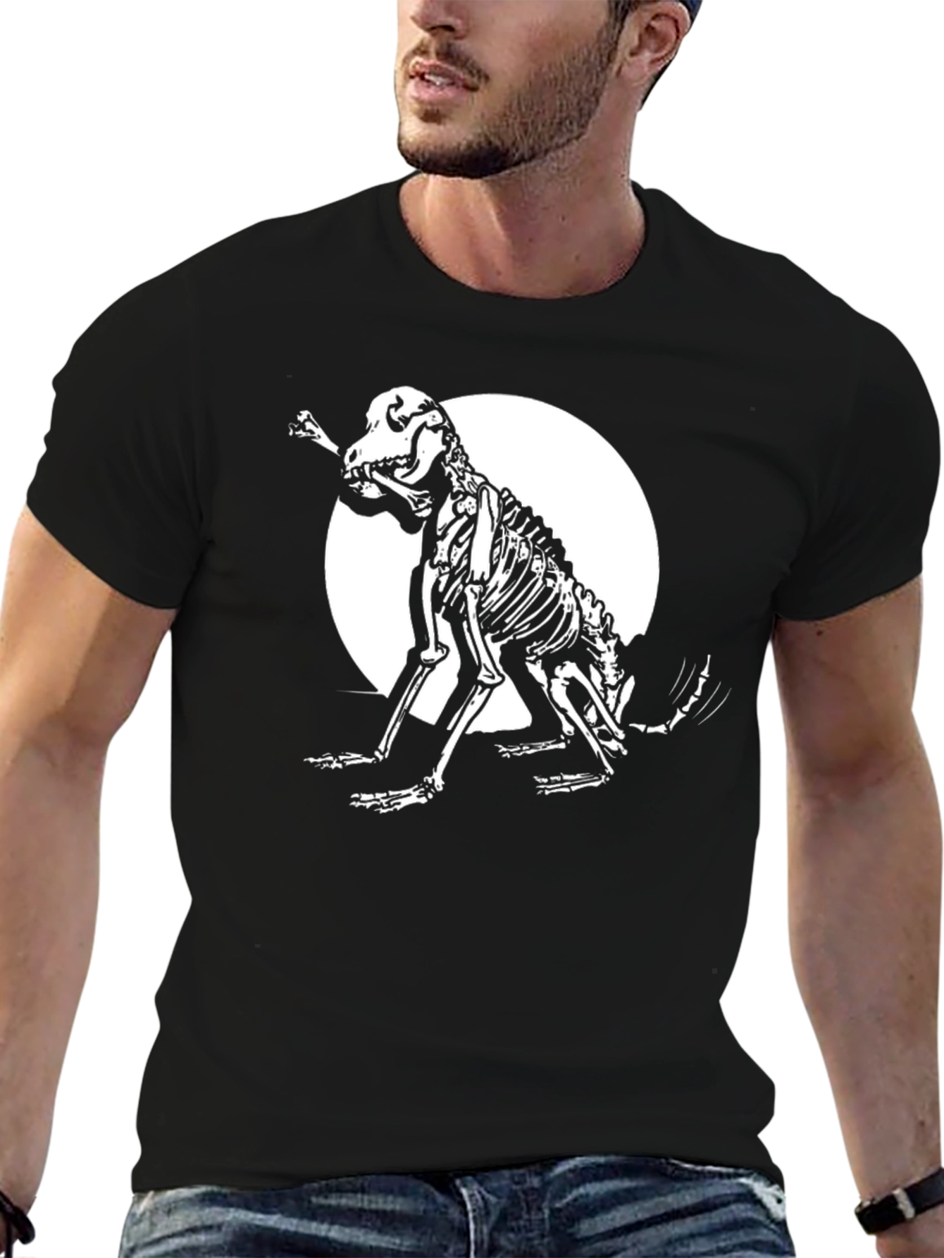 Skeleton Dog Graphic Tee - Mens Black T-Shirt