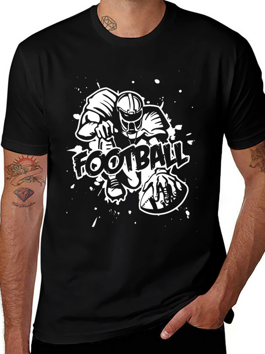 Football Graphic Print Black T-Shirt