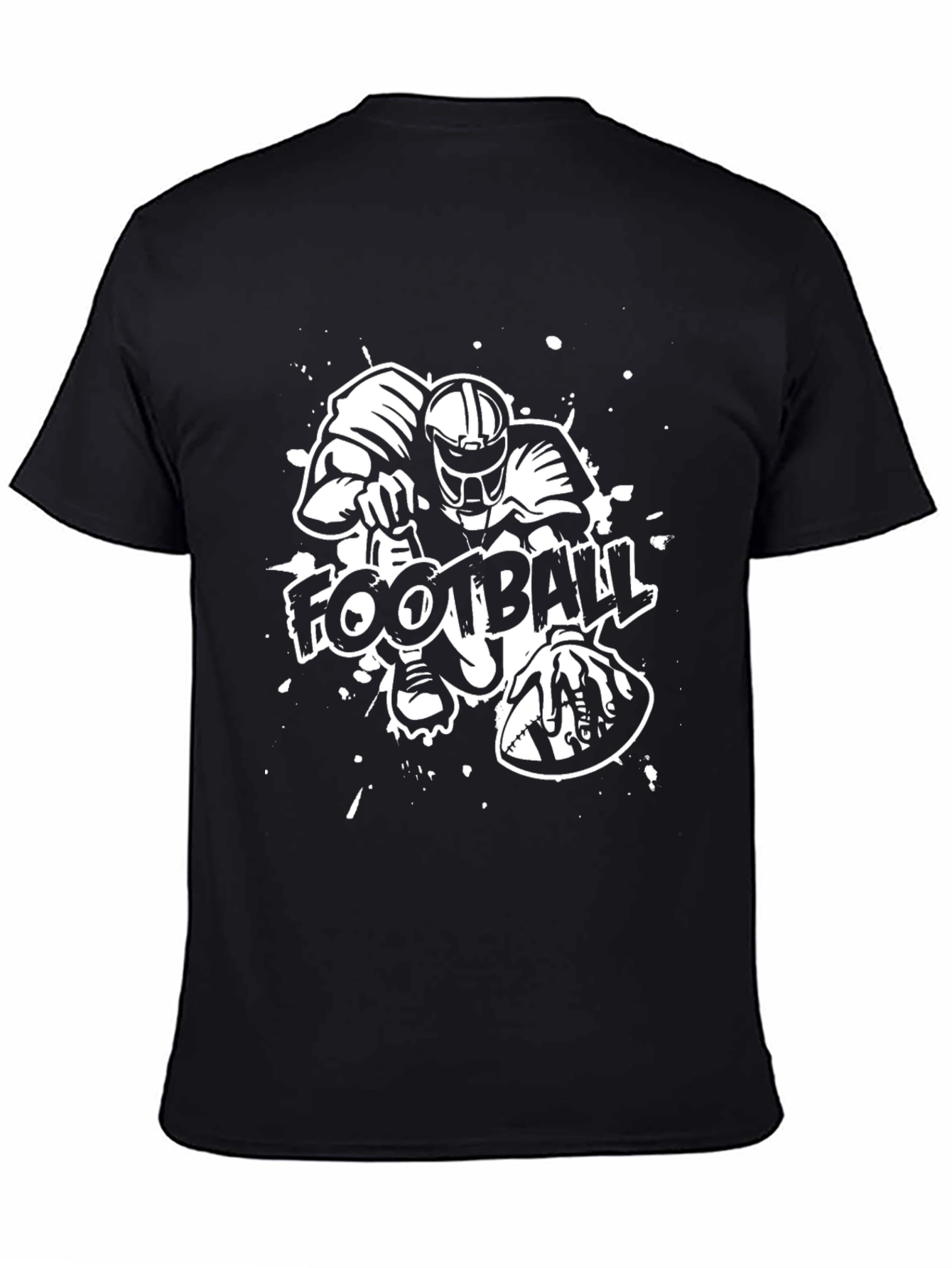 Football Graphic Print Black T-Shirt