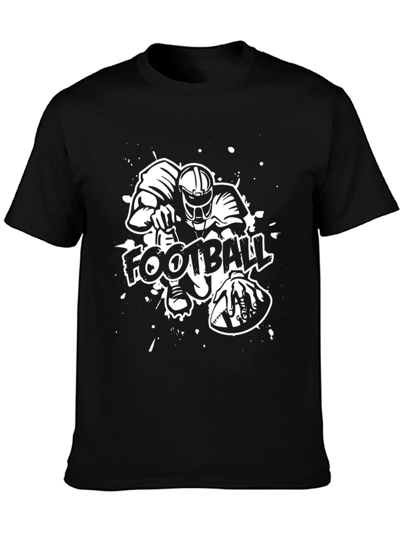 Football Graphic Print Black T-Shirt