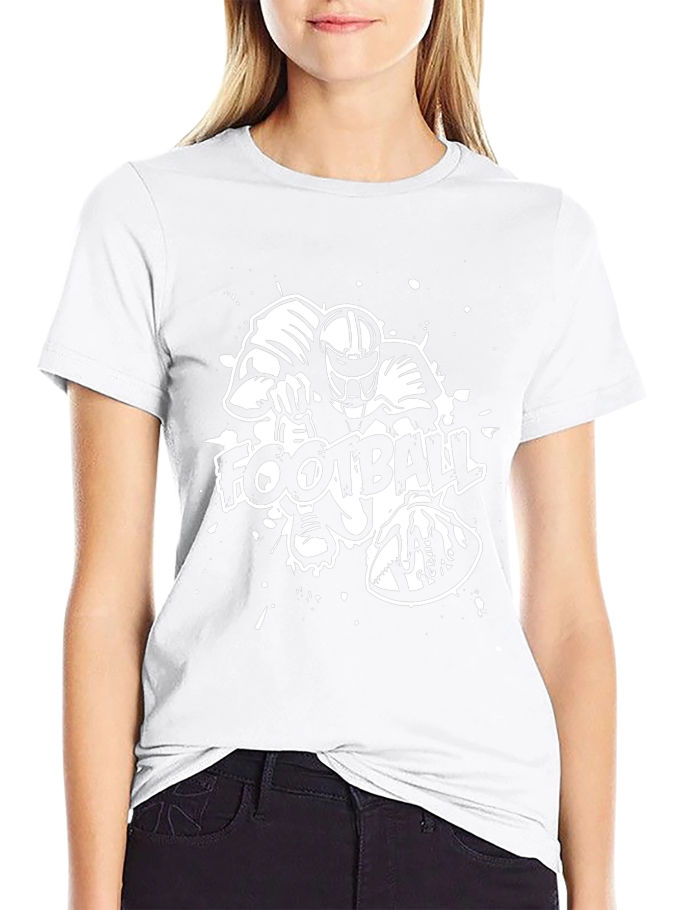 Football Graphic Print Black T-Shirt