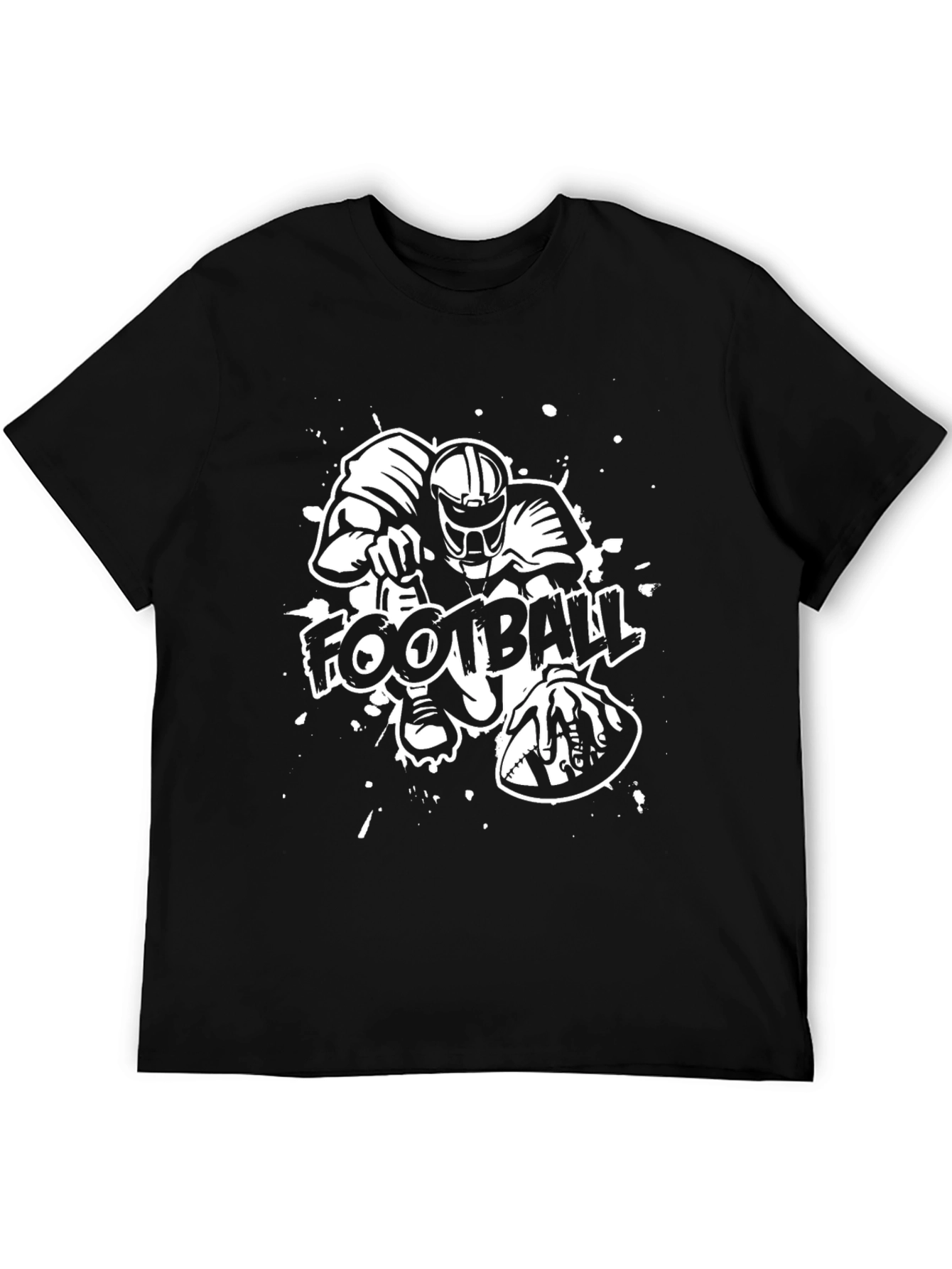 Football Graphic Print Black T-Shirt