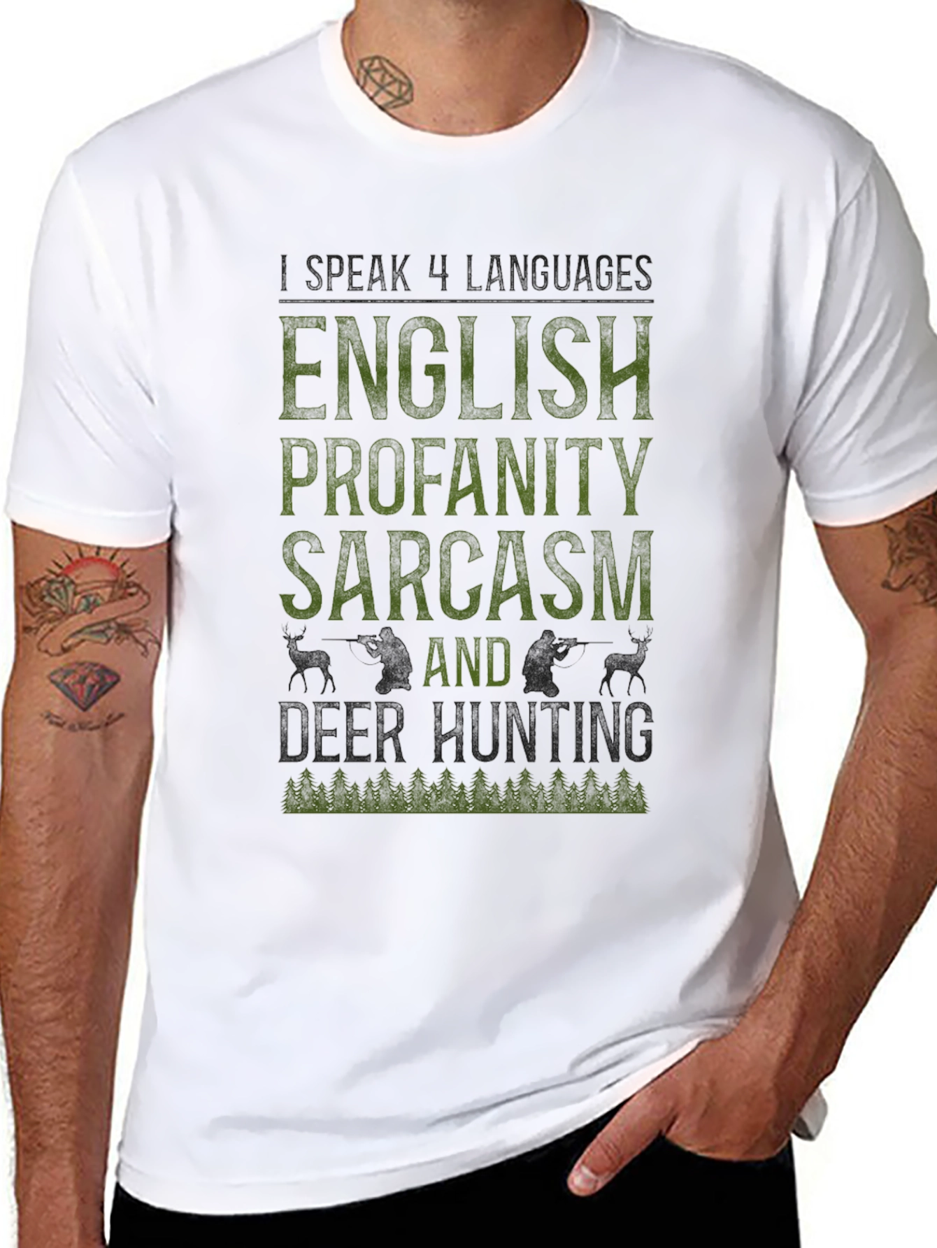 English Profanity Sarcasm Deer Hunting Graphic Tee