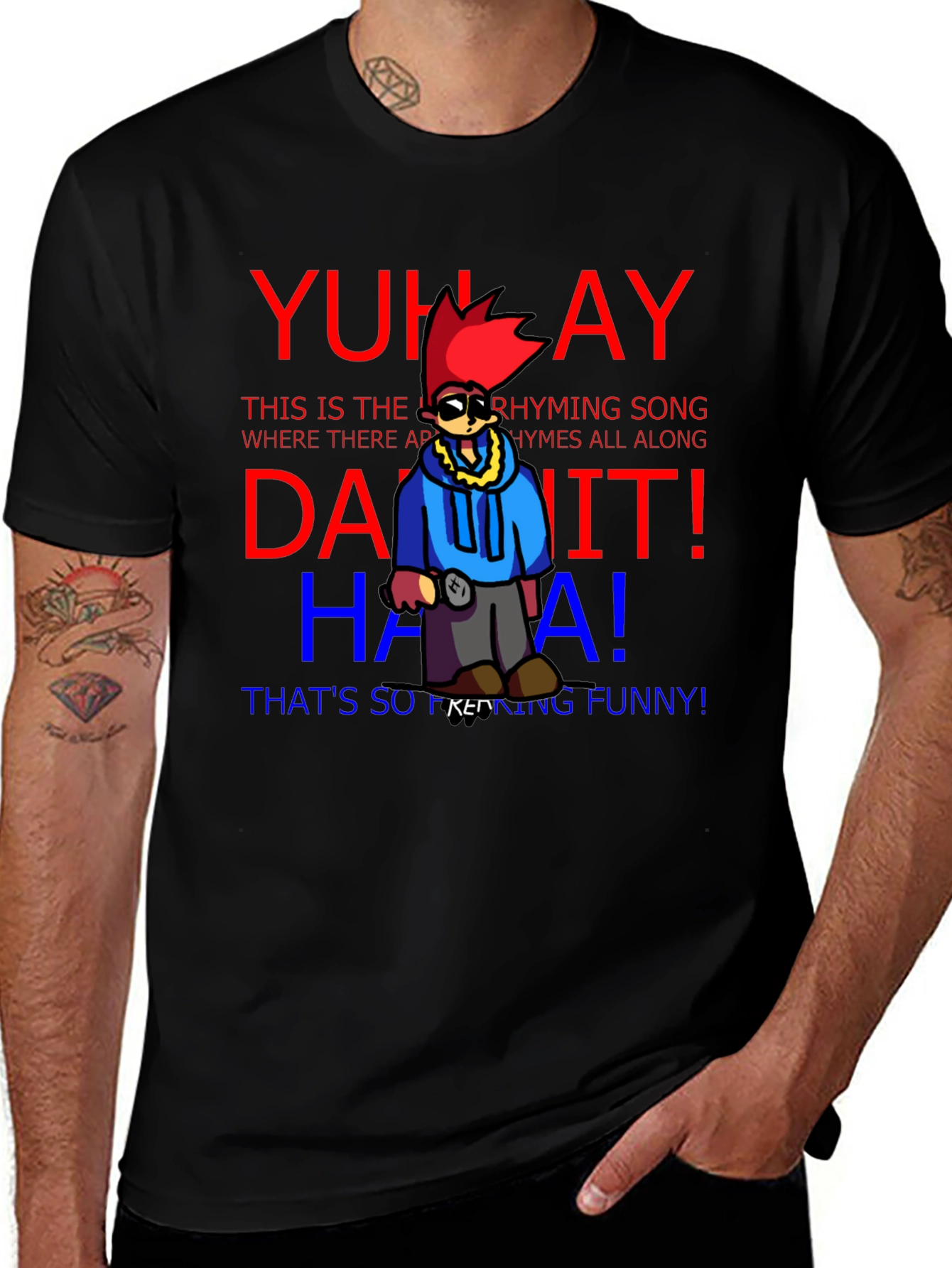 Yuh Ay T-Shirt Funny Rhyming Song Black Tee