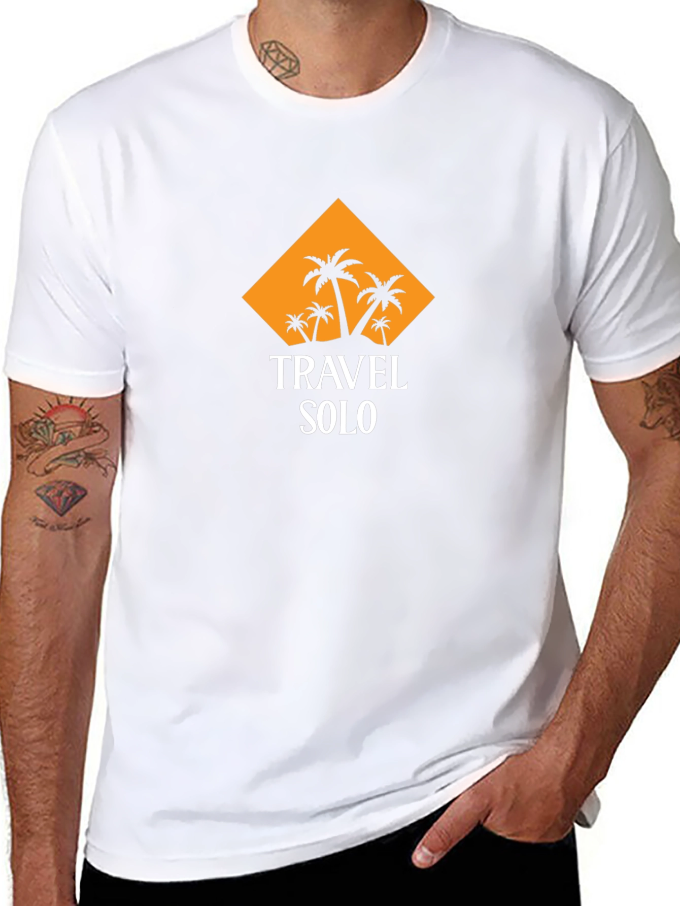 Travel Solo T-Shirt - Black Palm Tree Graphic Tee