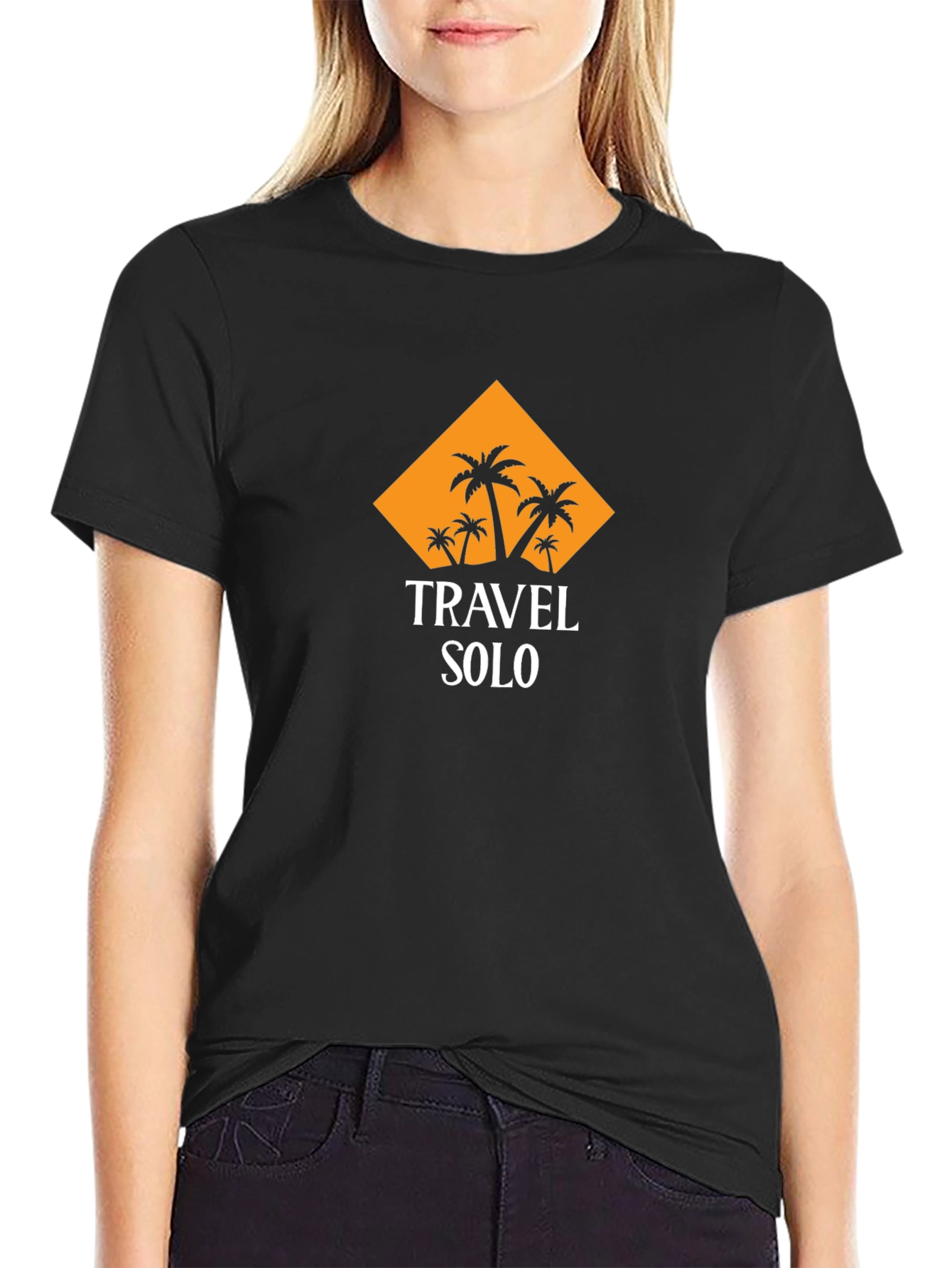 Travel Solo T-Shirt - Black Palm Tree Graphic Tee