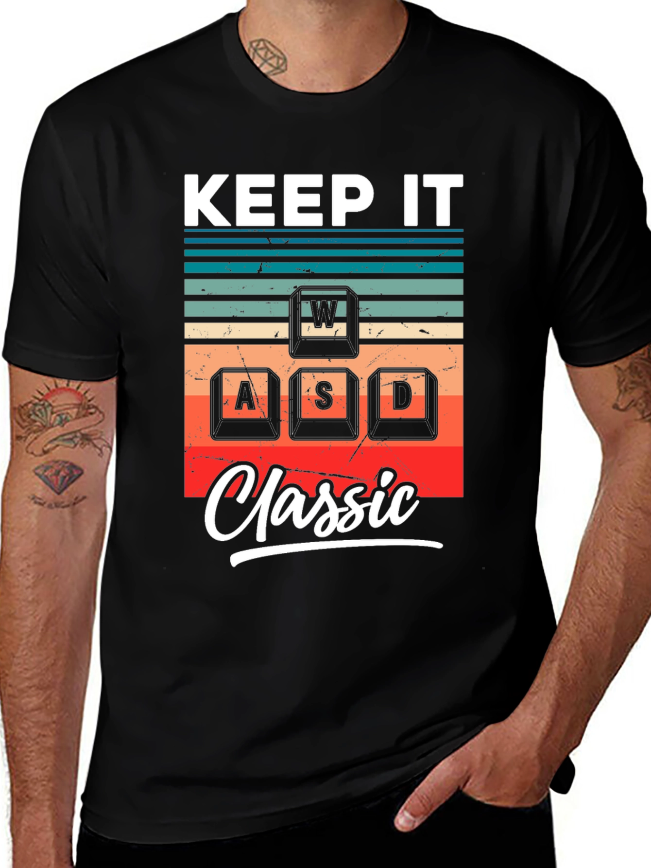 Keep It Classic Gaming T-Shirt - WASD Retro Design